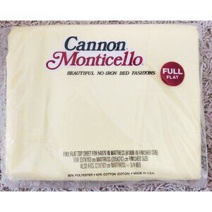 Vintage Cannon Monticello Full Yellow Flat Top Sheet 50% Cotton 50% NIP